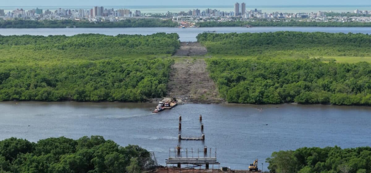 Ponte do Futuro: obras avançam na ilha Stuart; estrutura terá mais de 340 vigas