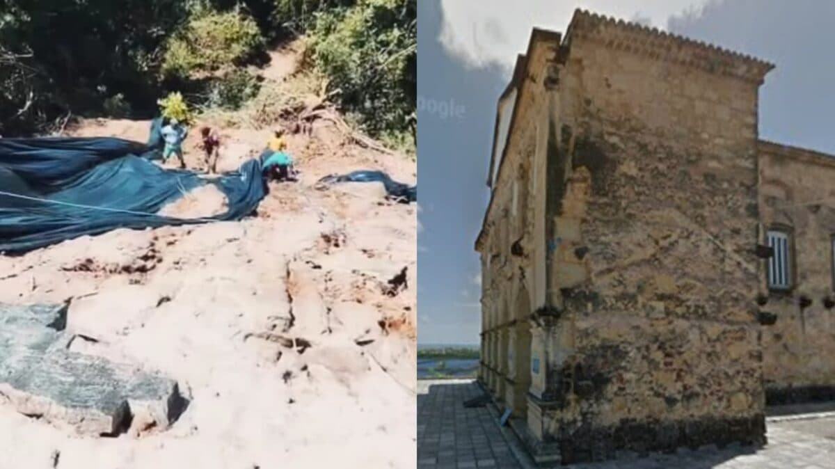 Igreja da Guia segue interditada após deslizamento de barreira em Lucena; Bombeiros e Defesa Civil fazem vistoria