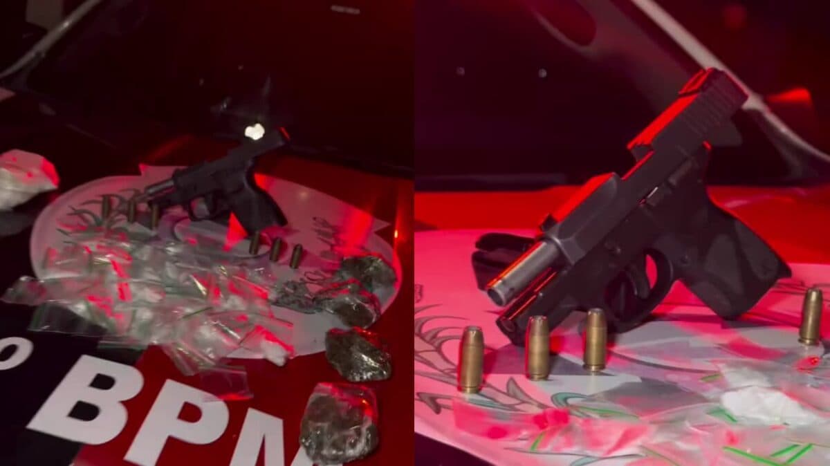 Polícia Militar apreende arma de fogo, cocaína e maconha, em Santa Rita