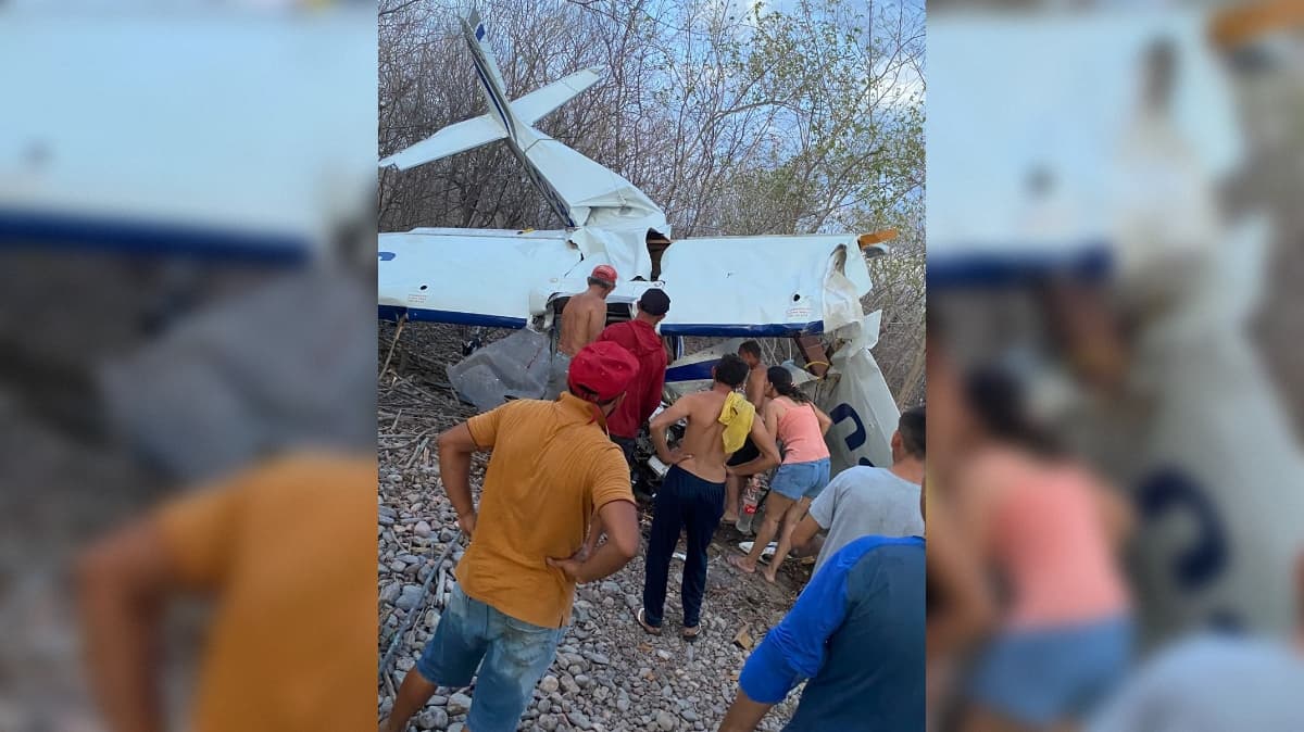 Avião de pequeno porte cai na zona rural de Pau dos Ferros e duas pessoas ficam feridas