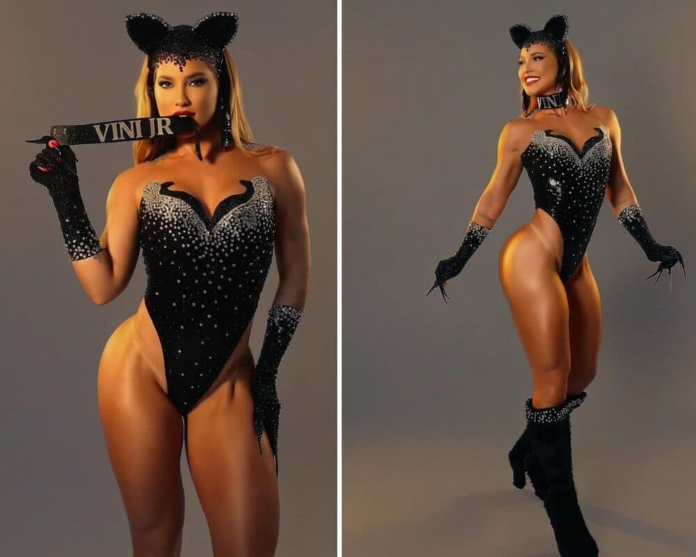 Virginia Fonseca para a internet ao recriar look de Luma de Oliveira com coleira