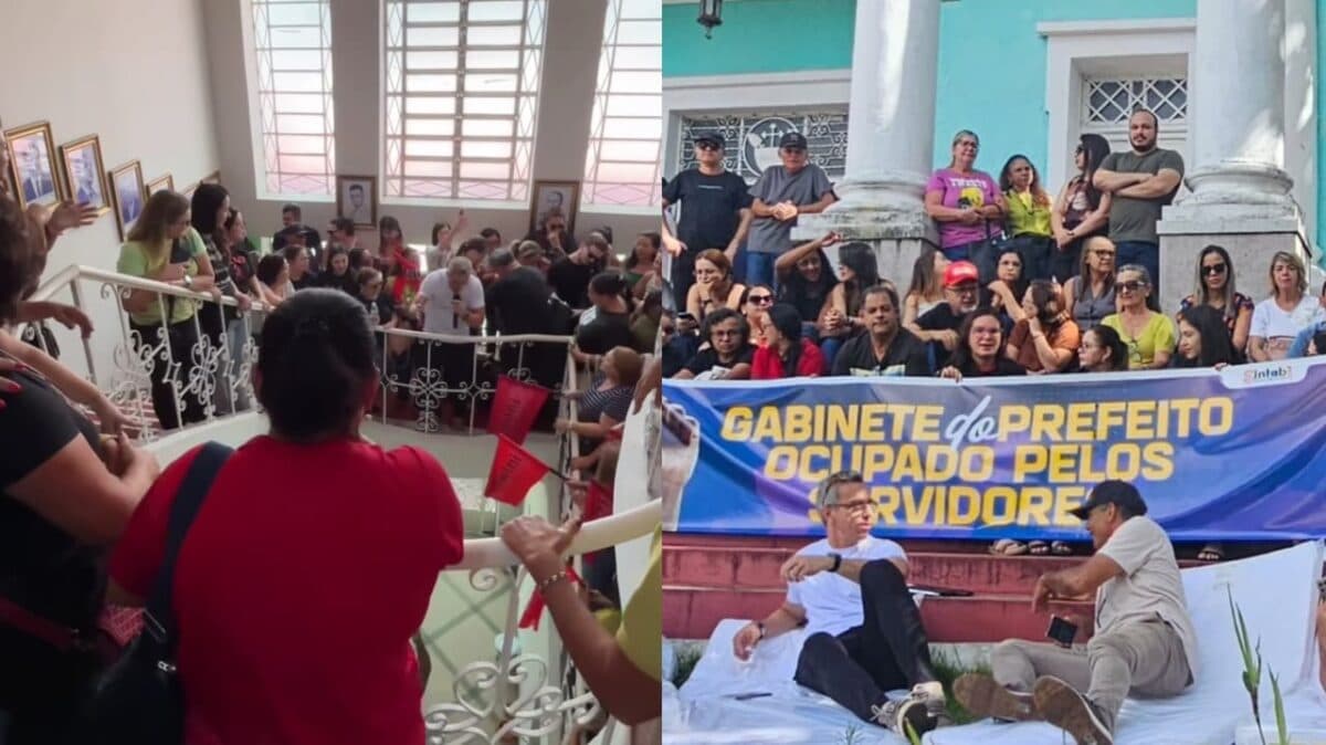 Servidores ocupam gabinete do prefeito em Campina Grande e cobram salários atrasados Servidores ocupam gabinete do prefeito em Campina Grande e cobram salários atrasados