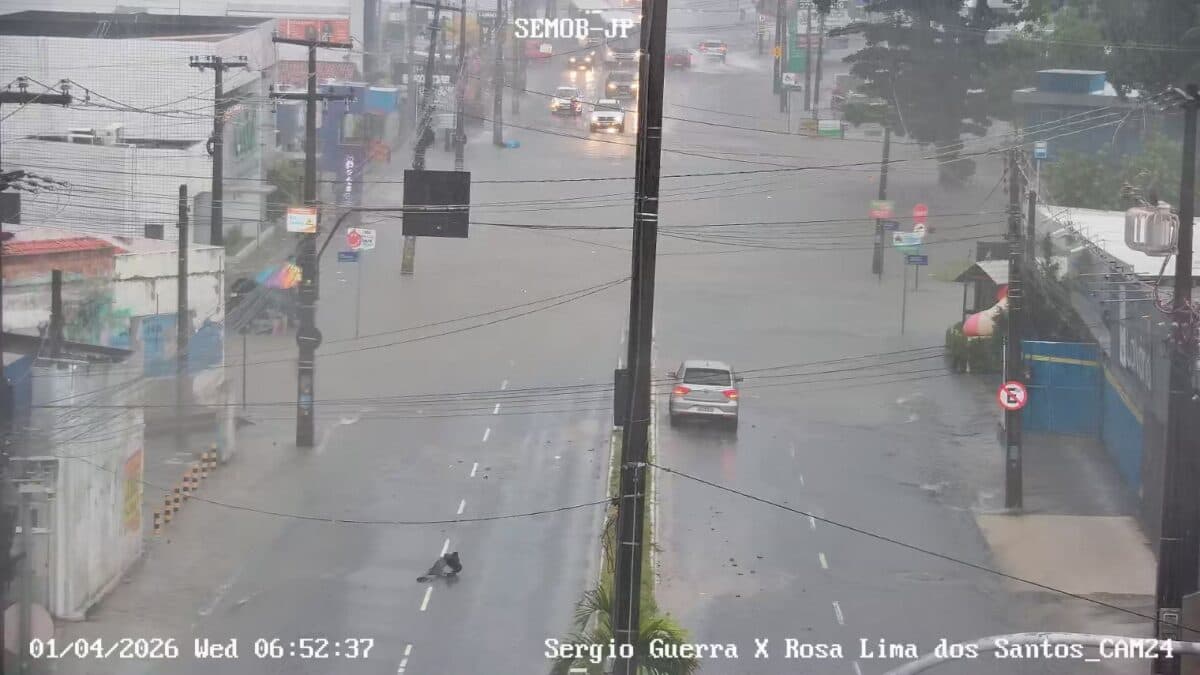 João Pessoa registra quase 150 mm de chuvas e previsão é de mais precipitações amanhã