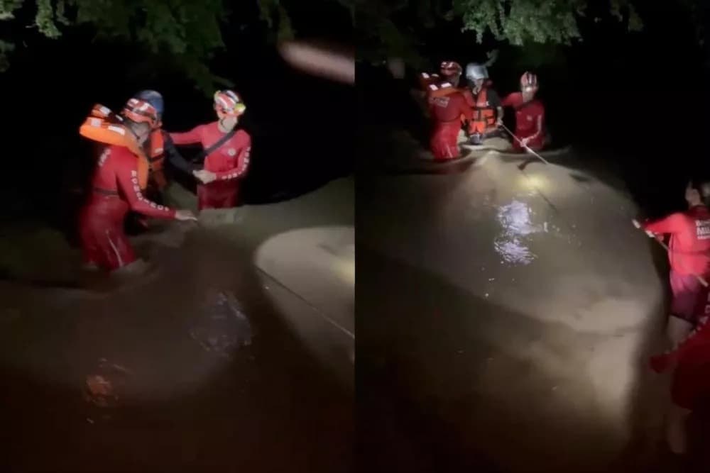 Casal fica ilhado após aumento no nível de rio em Mãe d'Água e é resgatado pelos Bombeiros