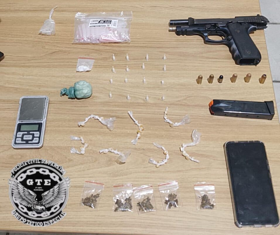 Suspeito é preso com drogas e arma de uso restrito durante ação da Polícia Civil no Brejo
