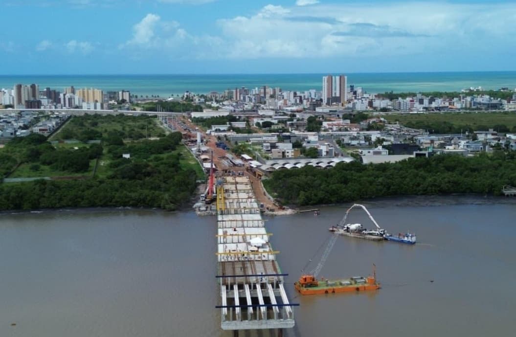 Obras da Ponte do Futuro, entre Cabedelo e Costinha, avançam e chegam a 97% das fundações concluídas