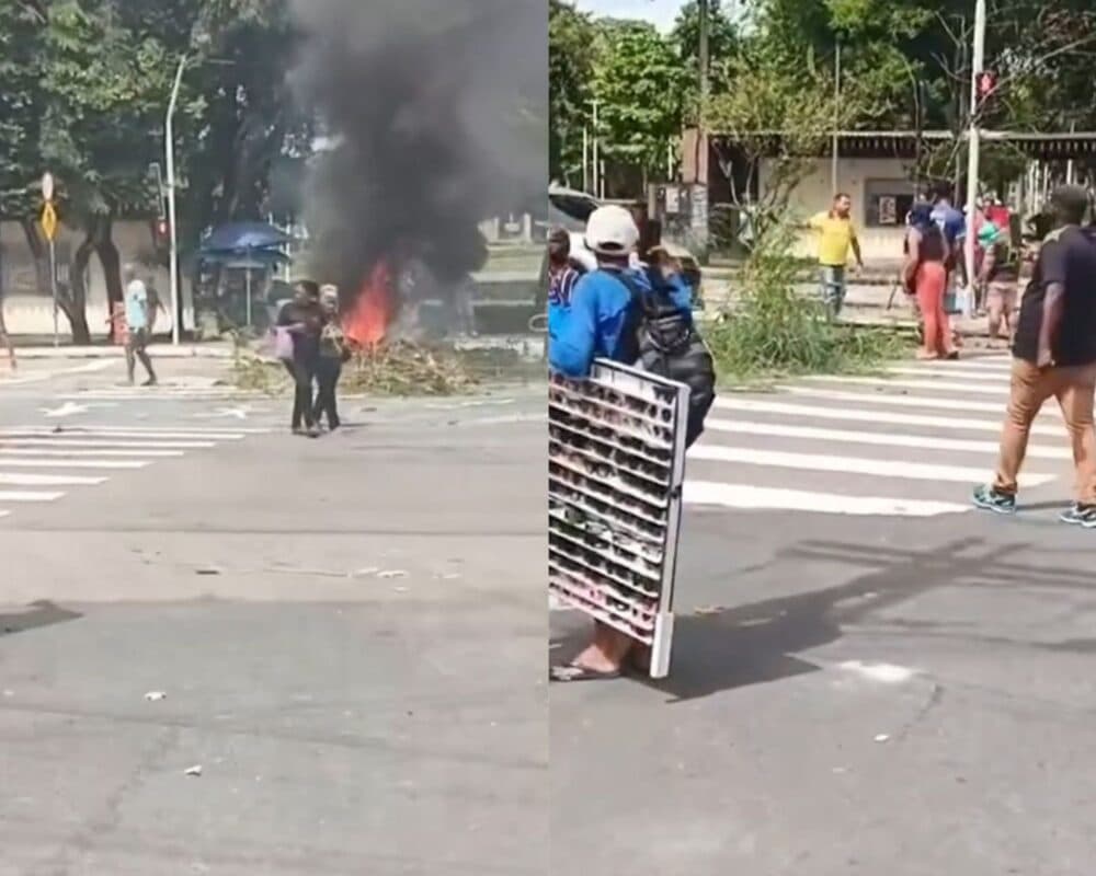 Protesto de ambulantes bloqueia trânsito na Lagoa, em João Pessoa