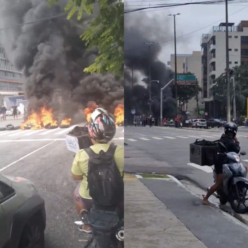 Manifestantes fazem protesto e bloqueiam trânsito na Avenida Epitácio Pessoa