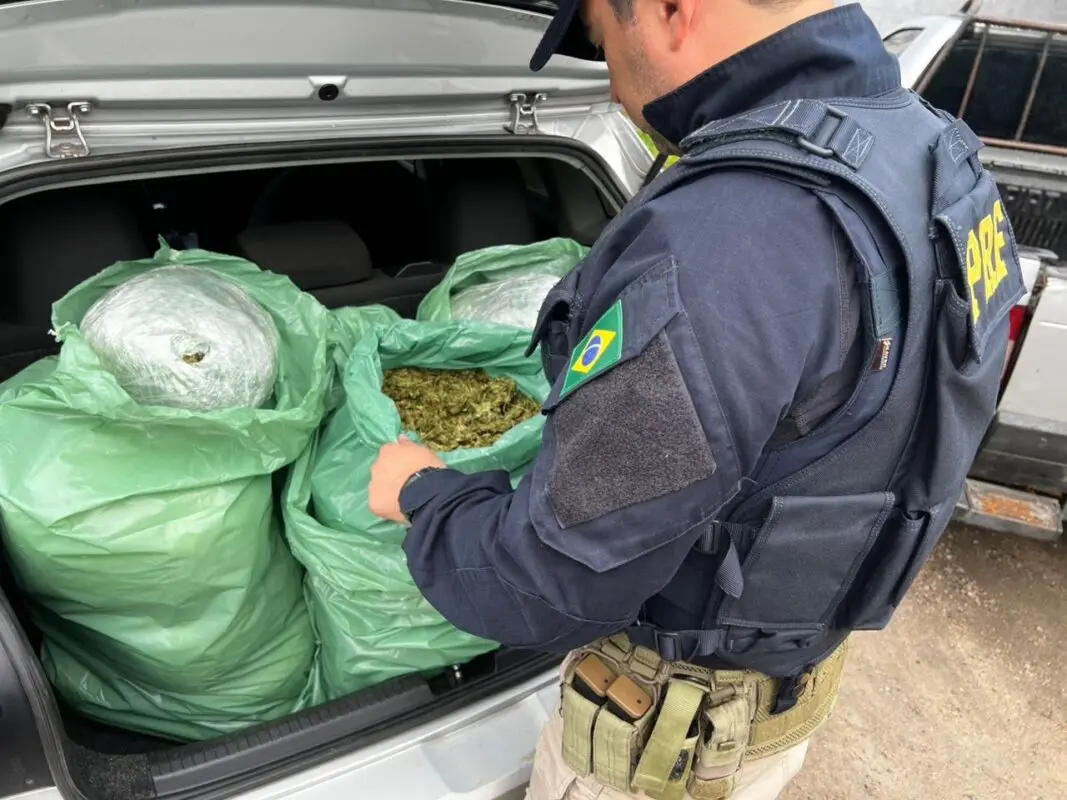 PRF apreende 25 kg de skunk após perseguição a casal na BR-230, em São Miguel de Taipu