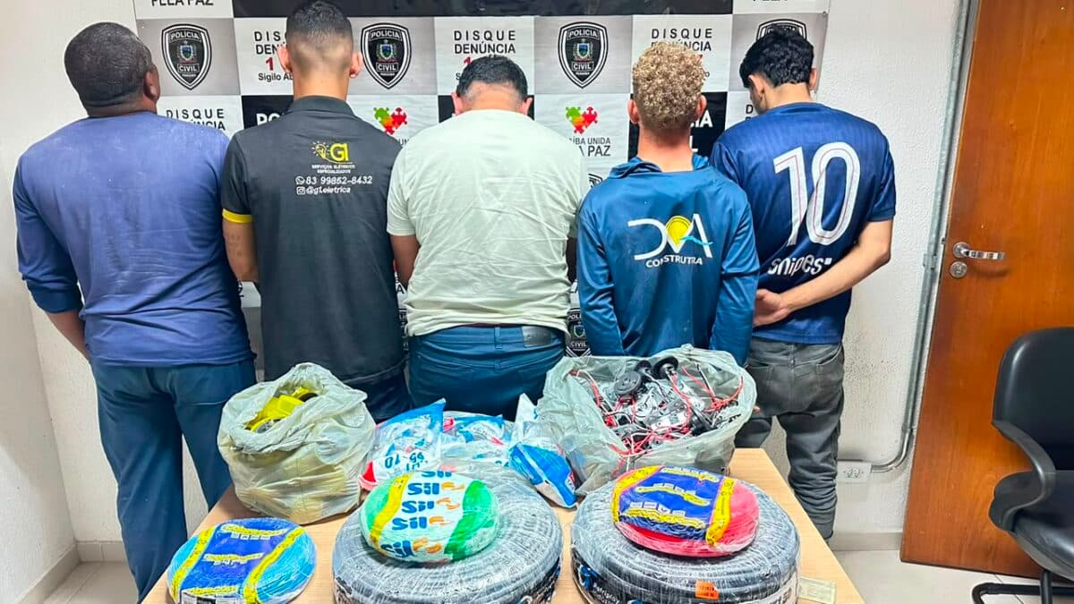 Polícia prende cinco suspeitos de furto e receptação de materiais de construção em obras de João Pessoa