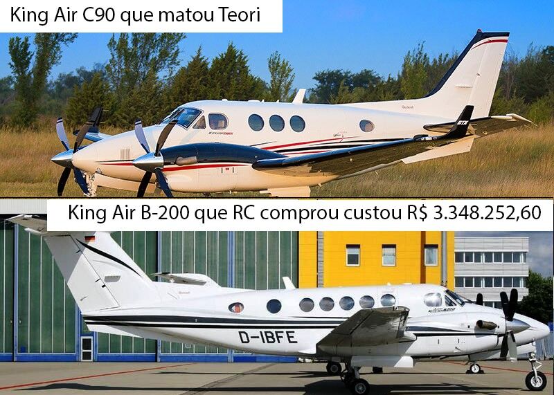 Avião que matou Teori é do mesmo fabricante da aeronave que RC comprou por 3 milhões Avião que matou Teori é do mesmo fabricante da aeronave que RC comprou por 3 milhões