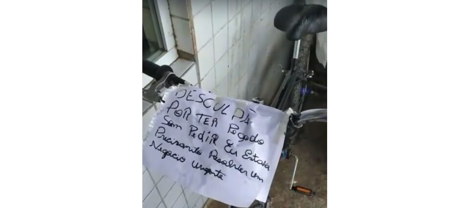 Bicicleta é furtada em Santa Rita e devolvida com pedido de desculpas: "eu estava precisando resolver um negócio urgente" Bicicleta é furtada em Santa Rita e devolvida com pedido de desculpas: "eu estava precisando resolver um negócio urgente"