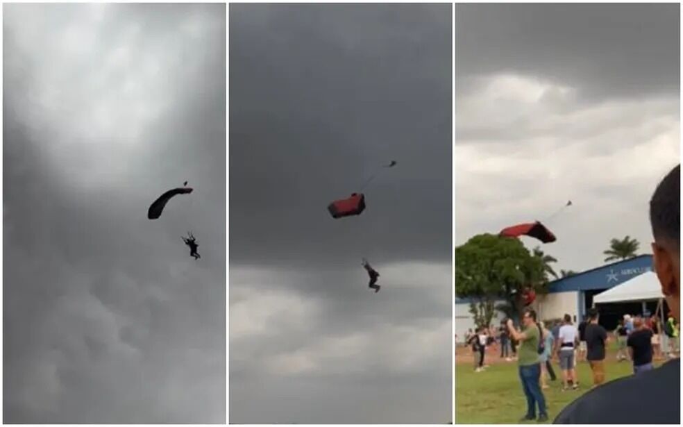 Homem morre após ser atingido por paraquedista em evento de aviação em São Paulo; vídeo Homem morre após ser atingido por paraquedista em evento de aviação em São Paulo; vídeo
