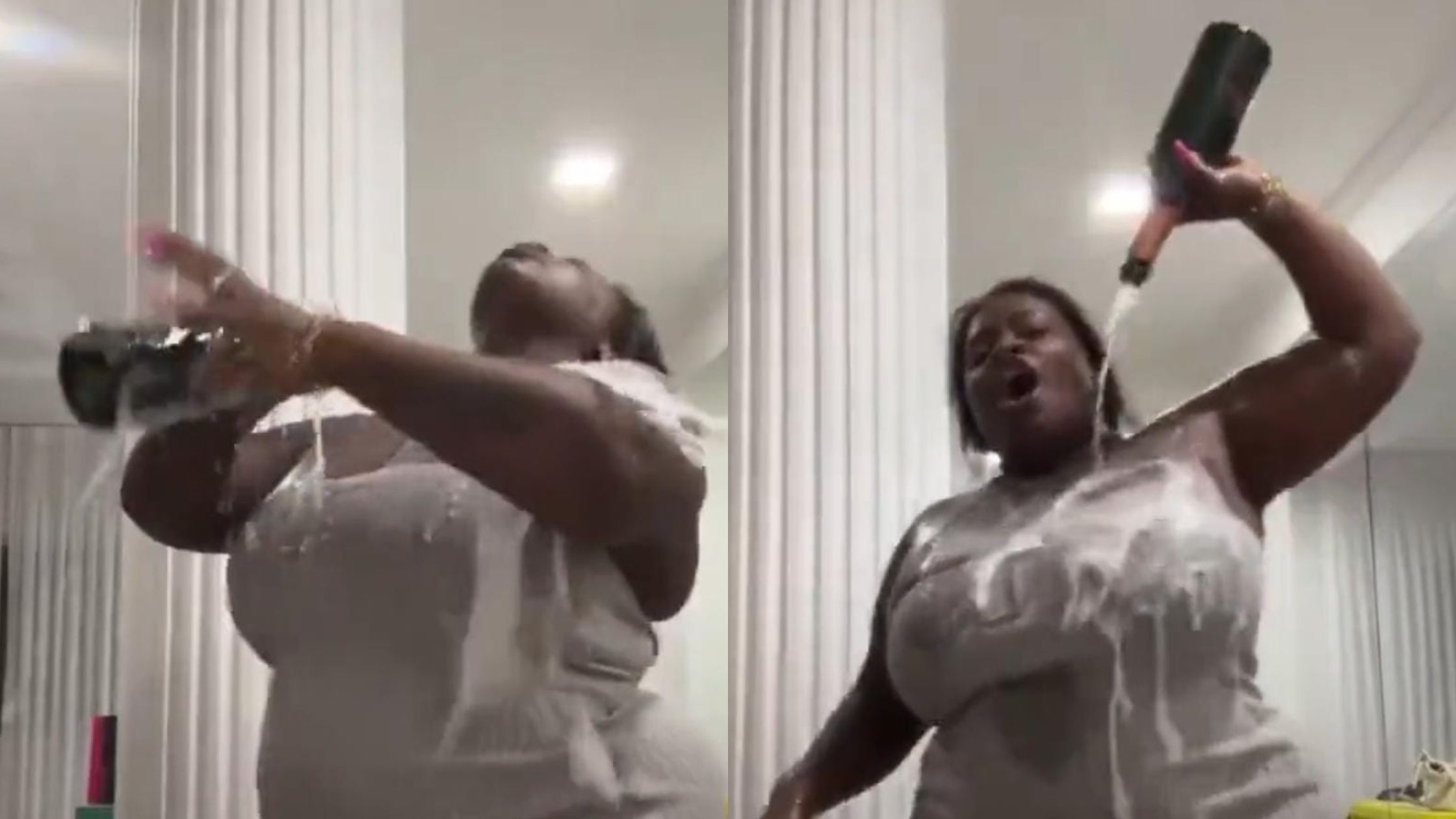 VÍDEO: Jojo Toddynho comemora saída de 'rival'de 'A Fazenda' tomando banho de champagne em live
