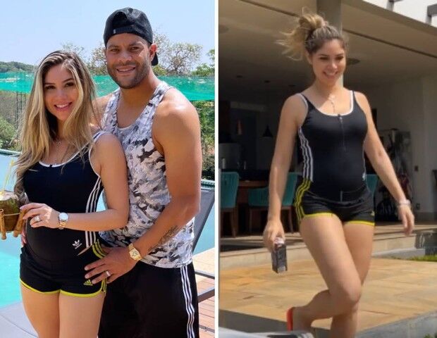 Camila Ângelo exibe a barriguinha de gravidez ao lado do jogador Hulk Paraíba