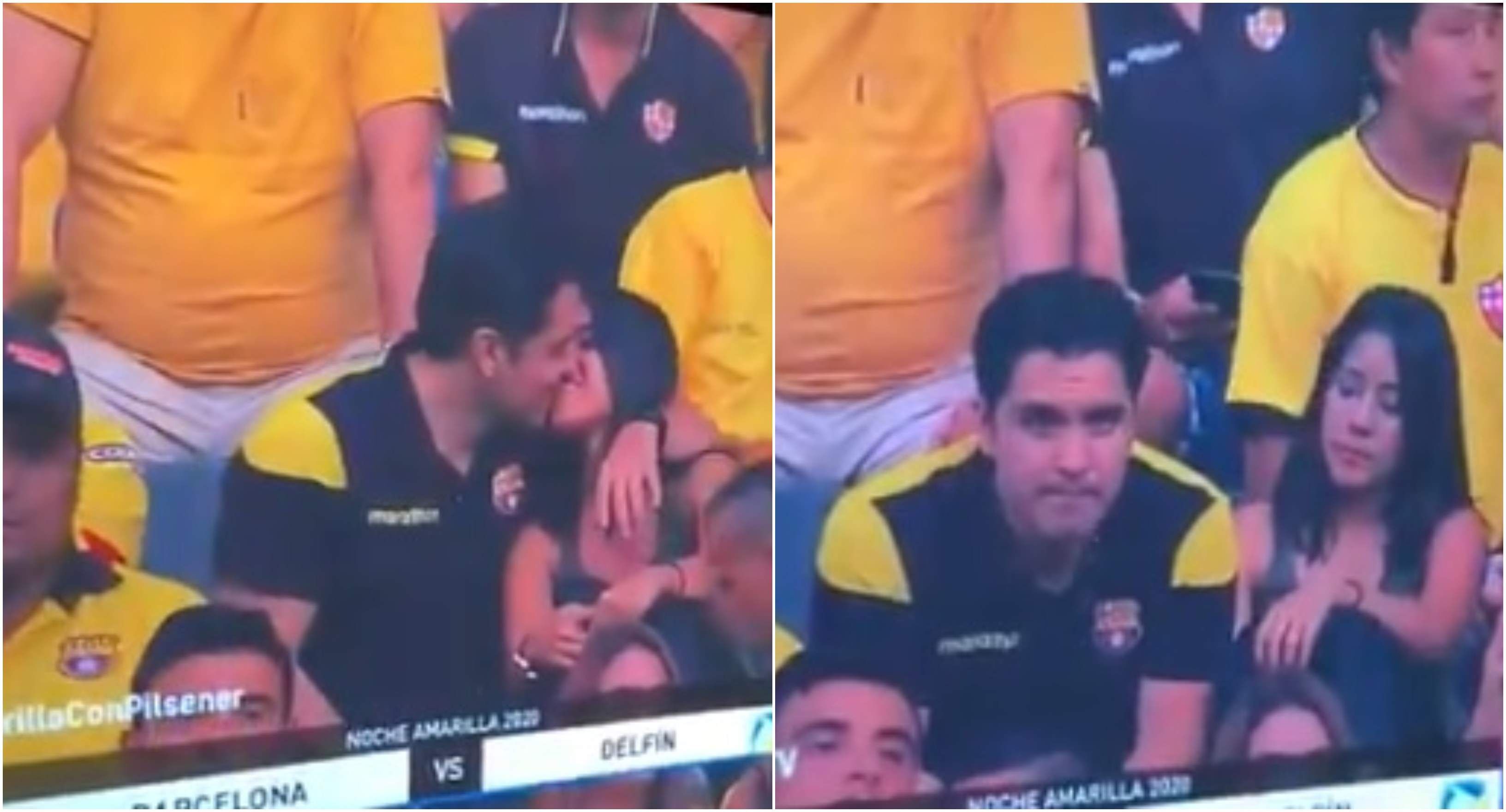 “Câmera do beijo” flagra homem traindo a esposa durante jogo de futebol