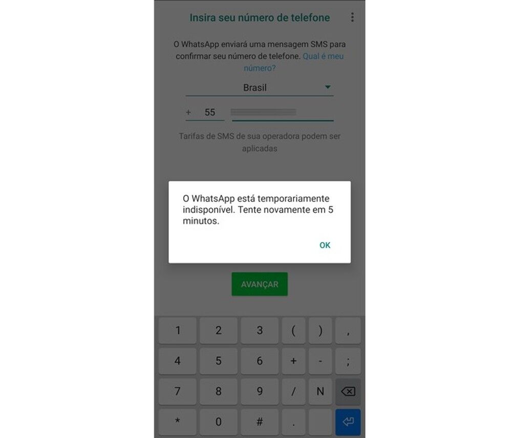 Aplicativo de mensagens WhatsApp está fora do ar para novos usuários Aplicativo de mensagens WhatsApp está fora do ar para novos usuários