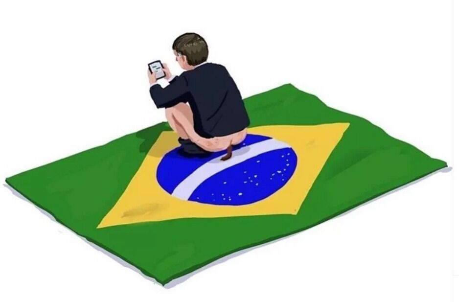 Caixa cancela exposição que mostra Bolsonaro defecando em bandeira Caixa cancela exposição que mostra Bolsonaro defecando em bandeira