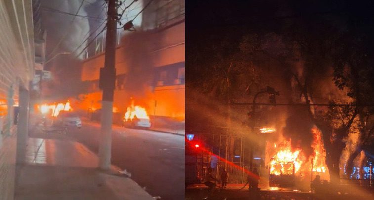 VÍDEO: torcedores do Santos ateiam fogo em carros e ônibus após rebaixamento VÍDEO: torcedores do Santos ateiam fogo em carros e ônibus após rebaixamento