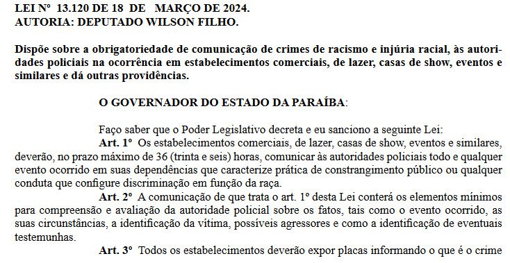 Estabelecimentos comerciais e casas de shows na Paraíba vão ter até 36 horas para denunciar casos de racismo
